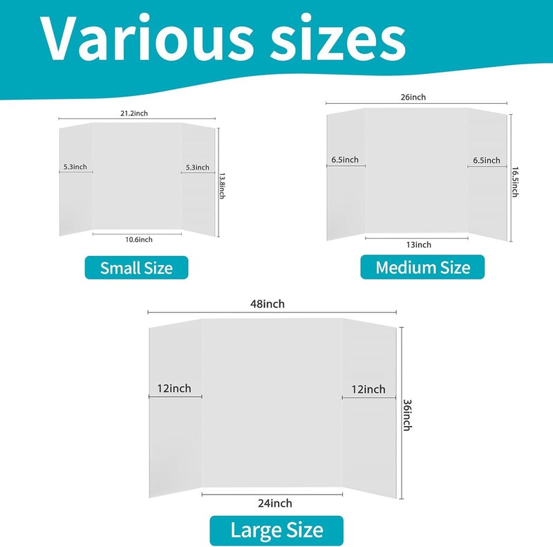 Rsgift 4 Pcs 26x16.5 inches Medium Trifold Poster Boards with Double Sided Tapes and Cardboard, Corrugated Display Boards, Professional Presentation Boards for School Project, Exhibitions - Image 2